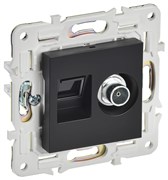 IEK SKANDY Черный Розетка двойная TV+RJ45 кат.5E SK-A14Bl SK-AK20-1-K02 IEK SKANDY Черный Розетка двойная TV+RJ45 кат.5E SK-A14Bl SK-AK20-1-K02