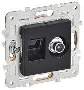 IEK SKANDY Черный Розетка двойная TV+RJ45 кат.6E SK-A15Bl SK-AK20-2-K02 IEK SKANDY Черный Розетка двойная TV+RJ45 кат.6E SK-A15Bl SK-AK20-2-K02