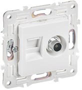IEK SKANDY Арктический белый Розетка двойная TV+RJ45 кат.6E SK-A15W SK-AK20-2-K01