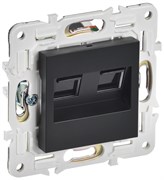 IEK SKANDY Черный Розетка компьютерная двойная RJ45 кат.5E SK-K03Bl SK-K20-1-K02 IEK SKANDY Черный Розетка компьютерная двойная RJ45 кат.5E SK-K03Bl SK-K20-1-K02