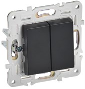IEK SKANDY Черный Выключатель 2-клавишный проходной 10А SK-V05Bl SK-V22-0-10-K02 IEK SKANDY Черный Выключатель 2-клавишный проходной 10А SK-V05Bl SK-V22-0-10-K02