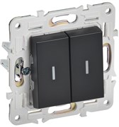 IEK SKANDY Черный Выключатель 2-клавишный проходной с индикацией 10А SK-V10Bl SK-V22-1-10-K02 IEK SKANDY Черный Выключатель 2-клавишный проходной с индикацией 10А SK-V10Bl SK-V22-1-10-K02