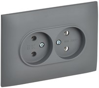 IEK SKANDY Серый Розетка 2-ая б/з 10А в сборе SK-R10Gr SK-R20-10-K03-F