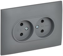 IEK SKANDY Серый Розетка 2-ая б/з с защитными шторками 10А в сборе SK-R09Gr SK-R23-10-K03-F