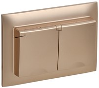 IEK SKANDY Песочный Розетка 2-ая с/з с крышкой 16А в сборе IP44 SK-R12Sa SK-R26-16-44-K98-F