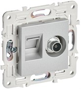 IEK SKANDY Серебряный Розетка двойная TV+RJ45 кат.6E SK-A15S SK-AK20-2-K23