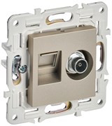 IEK SKANDY Шампань Розетка двойная TV+RJ45 кат.6E SK-A15Sh SK-AK20-2-K37