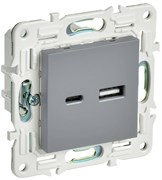 IEK SKANDY Серый Розетка USB A+C 3,1А SK-R14Gr SK-U22-D31-K03