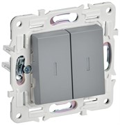 IEK SKANDY Серый Выключатель 2-клавишный с индикацией 10А SK-V09Gr SK-V20-1-10-K03