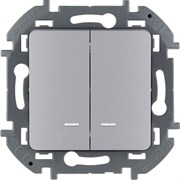 Legrand Inspiria алюминий выключатель двухклавишный с подсветкой/индикацией 10 AX - 250 В 673632