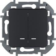 Legrand Inspiria антрацит выключатель двухклавишный с подсветкой/индикацией 10 AX - 250 В 673633