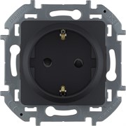 Legrand Inspiria антрацит розетка 2К+З со шторками - немецкий стандарт - 16 А - 250 В 673733