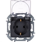 Legrand Inspiria антрацит розетка 2К+З IP 44 с откидной крышкой и шторками - немецкий стандарт - 16 А - 250 В 673743