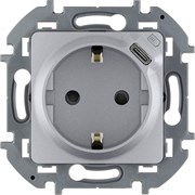 Legrand Inspiria алюминий розетка 2К+З немецкий стандарт 16А 250В со встроенным зарядным устройством USB C 1.5А 5В 673772