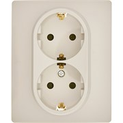 Legrand/Daccord Inspiria Розетка двойная с заземлением со шторками в сборе 16А 250В винтовые зажимы - слоновая кость 673451
