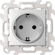 Simon 24 Алюминий Розетка 2К+3 с защитными шторкам 2420432-033