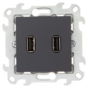 Simon 24 Графит Коннектор 2хUSB 2.0 тип A 2411090-038