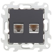 Simon 24 Графит Розетка 2хRJ45 кат. 5е UTP 2450593-038