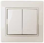 Intro Переключатель Plano 1-107-02 двухклавишный, 10А-250В, IP20, СУ, слоновая кость Б0053804
