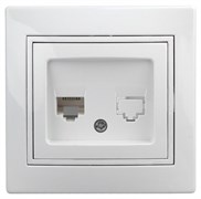 ЭРА 1-303-01 Intro Розетка информационная RJ45, IP20, СУ, Plano, белый (10/200/2400) Б0027621