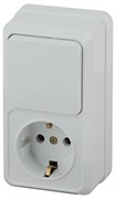 Intro Блок розетка с выключателем Quadro 2-705-01 вертикальный 10(16)А-250В, IP20, ОУ, белый Б0053882