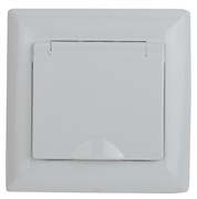 Intro 4-209-01 Розетка 2P+E Schuko с крышкой штор., 16А-250В, СУ, IP44, Solo, белый Б0043361