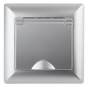 Intro Розетка Solo 4-203-03 с заземлением 2P+E Schuko с крышкой, 16А-250В, IP20, СУ, алюминий Б0053659