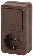 Intro Блок розетка с выключателем Quadro 2-705-10 вертикальный 10(16)А-250В, IP20, ОУ, венге Б0053886
