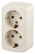 Intro 3-204-02 Розетка 2х2P+E Schuko, 16А-250В, IP20, ОУ, Polo, сл.кость (12/240/2880) Б0036131