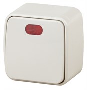 Intro 3-102-02 Выключатель с подсветкой, 10А-250В, IP20, ОУ, Polo, сл.кость (18/360/4320) Б0036117
