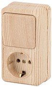 Intro Блок розетка с выключателем Quadro 2-705-11 вертикальный 10(16)А-250В, IP20, ОУ, сосна Б0053888