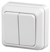 Intro Выключатель Quadro 2-104-01 двухклавишный 10А-250В, IP20, ОУ, белый Б0053757