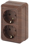 Intro Розетка Quadro 2-204-10 с заземлением двойная 2х2P+E Schuko, 16А-250В, IP20, ОУ, венге Б0053805