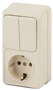 Intro 2-706-02 Блок розетка + выкл. двойной верт. 10(16)А-250В, IP20, ОУ, Quadro, сл.кость (6/120/1440) Б0053893
