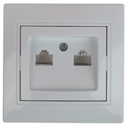 Intro 1-304-03 Розетка информационная 2xRJ45, СУ, Plano, алюминий (10/200/2000) Б0043243