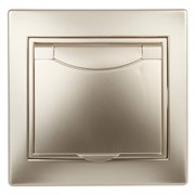 Intro 1-203-04 Розетка 2P+E Schuko с крышкой, 16А-250В, IP20, СУ, Plano, шампань (10/100/1500) Б0030063