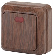 Intro Выключатель Quadro 2-102-10 одноклавишный с подсветкой, 10А-250В, IP20, ОУ, венге Б0053745