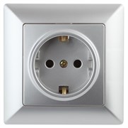 Intro Розетка Solo 4-206-03 с заземлением 2P+E Schuko со шторками, 16А-250В, IP20, СУ, алюминий Б0053683
