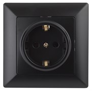Intro Розетка Solo 4-206-05 с заземлением 2P+E Schuko со шторками, 16А-250В, IP20, СУ, антрацит Б0053685