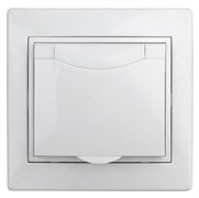 Intro Розетка Plano 1-203-01 с заземлением 2P+E Schuko с крышкой, 16А-250В, IP20, СУ, белый Б0053889