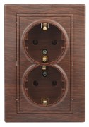 Intro Розетка Plano 1-205-10 с заземлением двойная 2X2P+E Schuko, 16А-250В, IP20, СУ, венге Б0053921
