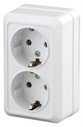Intro Розетка Quadro 2Э-204-01 двойная с заземлением 2х2P+E Schuko, 16А-250В, IP20, ОУ, без монтажной пластины, белый Б0053910