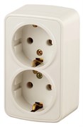 Intro Розетка Polo 3-204-02 с заземлением двойная 2х2P+E Schuko, 16A-250В, IP20, ОУ, слоновая кость Б0053574