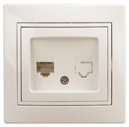 Intro 1-302-02 Розетка телефонная RJ11, IP20, СУ, Plano, сл.кость (10/200/2400) Б0027620