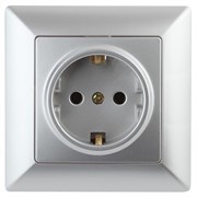 Intro 4-202-03 Розетка 2P+E Schuko, 16А-250В, СУ, Solo, алюминий (10/200/2400) Б0043314