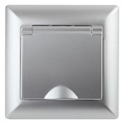 Intro 4-203-03 Розетка 2P+E Schuko с крышкой, 16А-250В, СУ, Solo, алюминий (10/100/2400) Б0043321