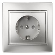 Intro Розетка Plano 1-202-03 с заземлением 2P+E Schuko, 16А-250В, IP20, СУ, алюминий Б0053878