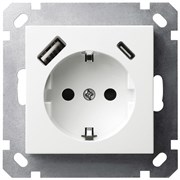 Jasmart G Белый глянцевый Розетка с/з со шторками 16A c USB A+C 25W G5501USB-25W