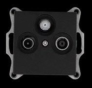 Jasmart Розетка TV+FM+SAT Φ9.5mm проходная с накладкой, цвет Антрацит G6207B