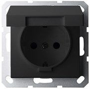 Jasmart G Черный матовый Розетка с/з со шторками с крышкой 16A 250V~ G5505PB